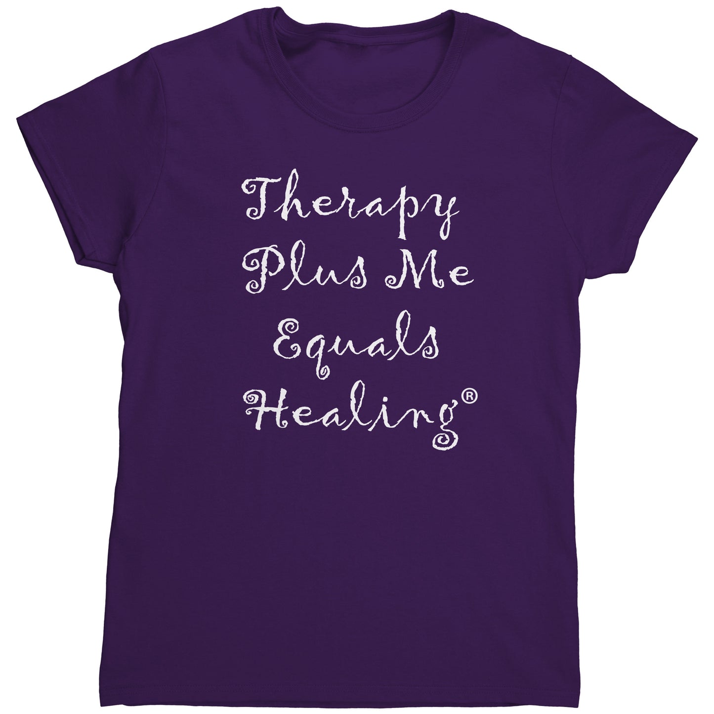 Therapy Plus Me Equals Healing (CURSIVE) Women's T-Shirt