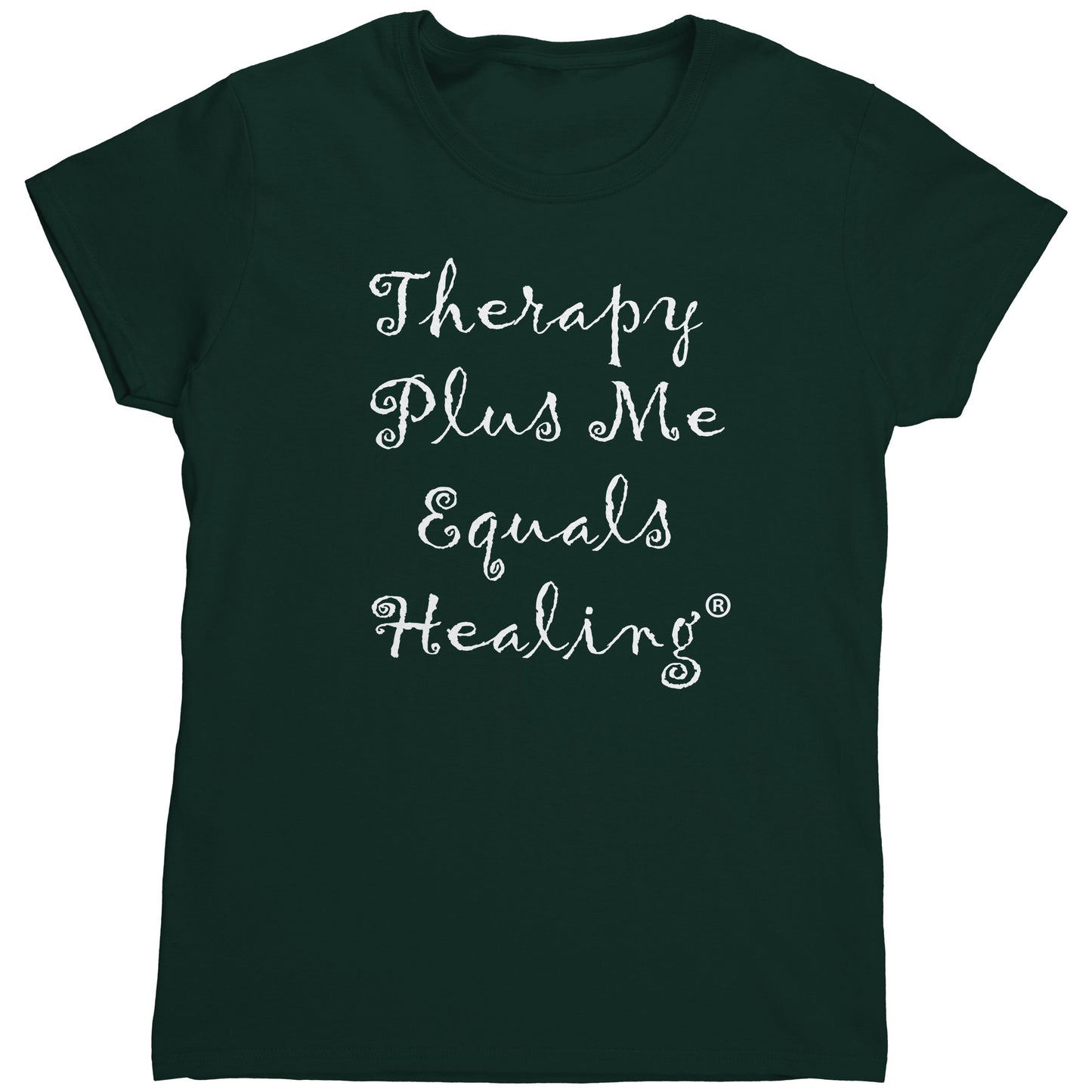 Therapy Plus Me Equals Healing (CURSIVE) Women's T-Shirt