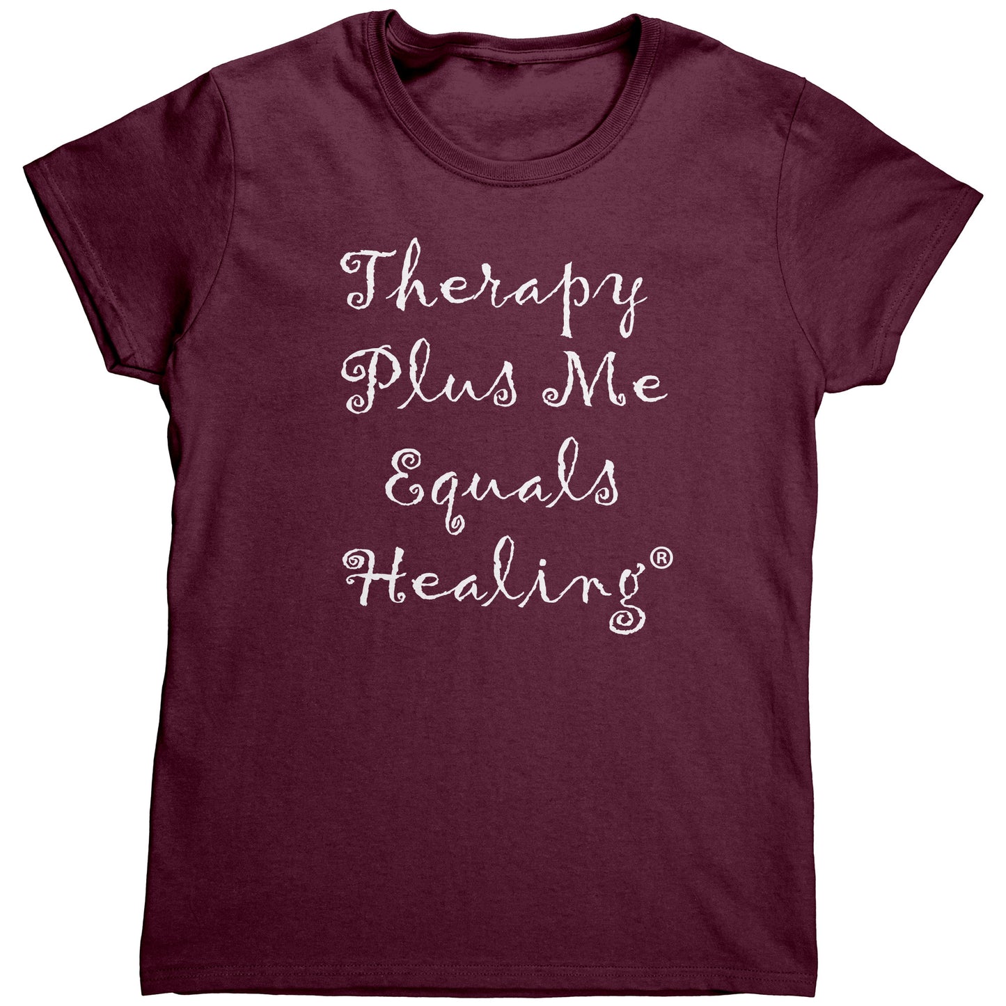 Therapy Plus Me Equals Healing (CURSIVE) Women's T-Shirt