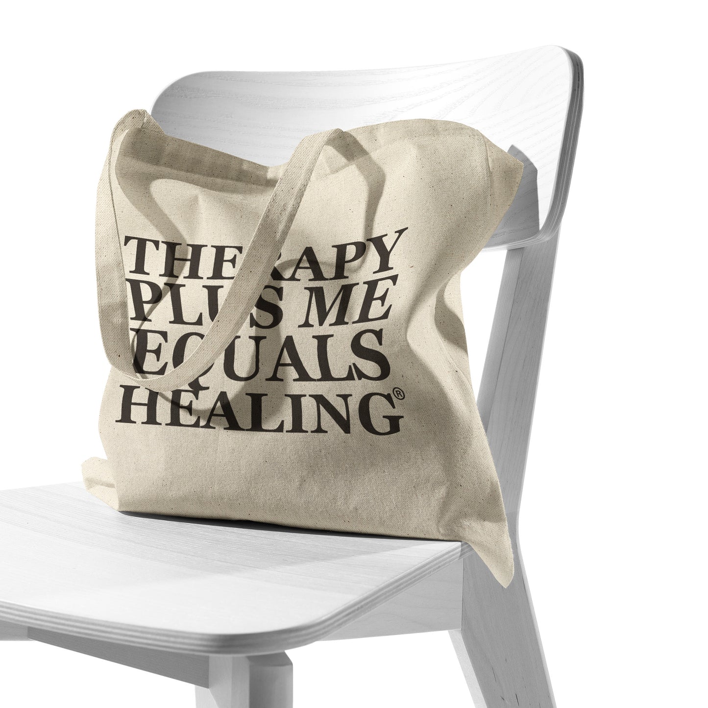 Therapy Plus Me Equals Healing WORDS Tote Bag